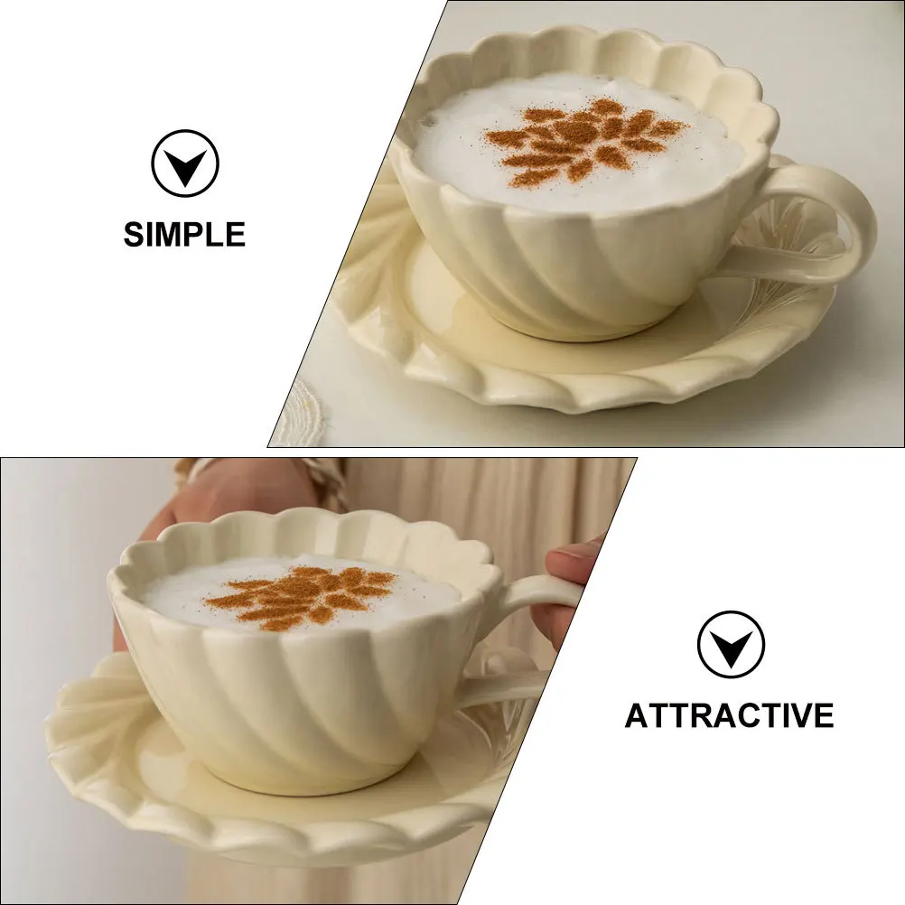 

1Set Ceramic Coffee Cup Set Household Milk Cup with Saucer Multi-Function Desktop Mug for Daily Use Exquisite Home Accessory
