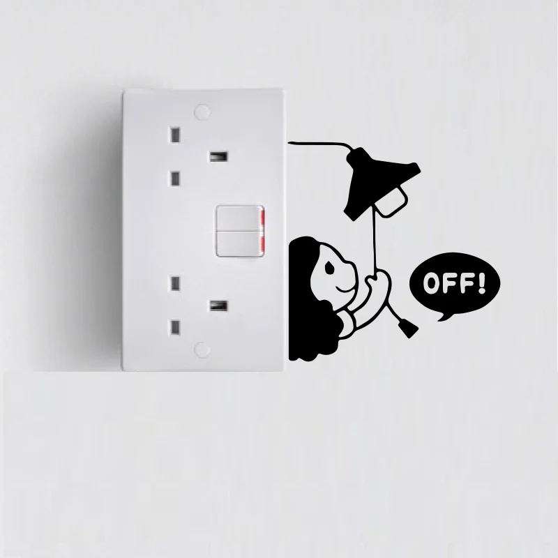 

A switch sticker cute girl turn off the light cute cartoon wall sticker for children wall decoration door decoration sticker 481