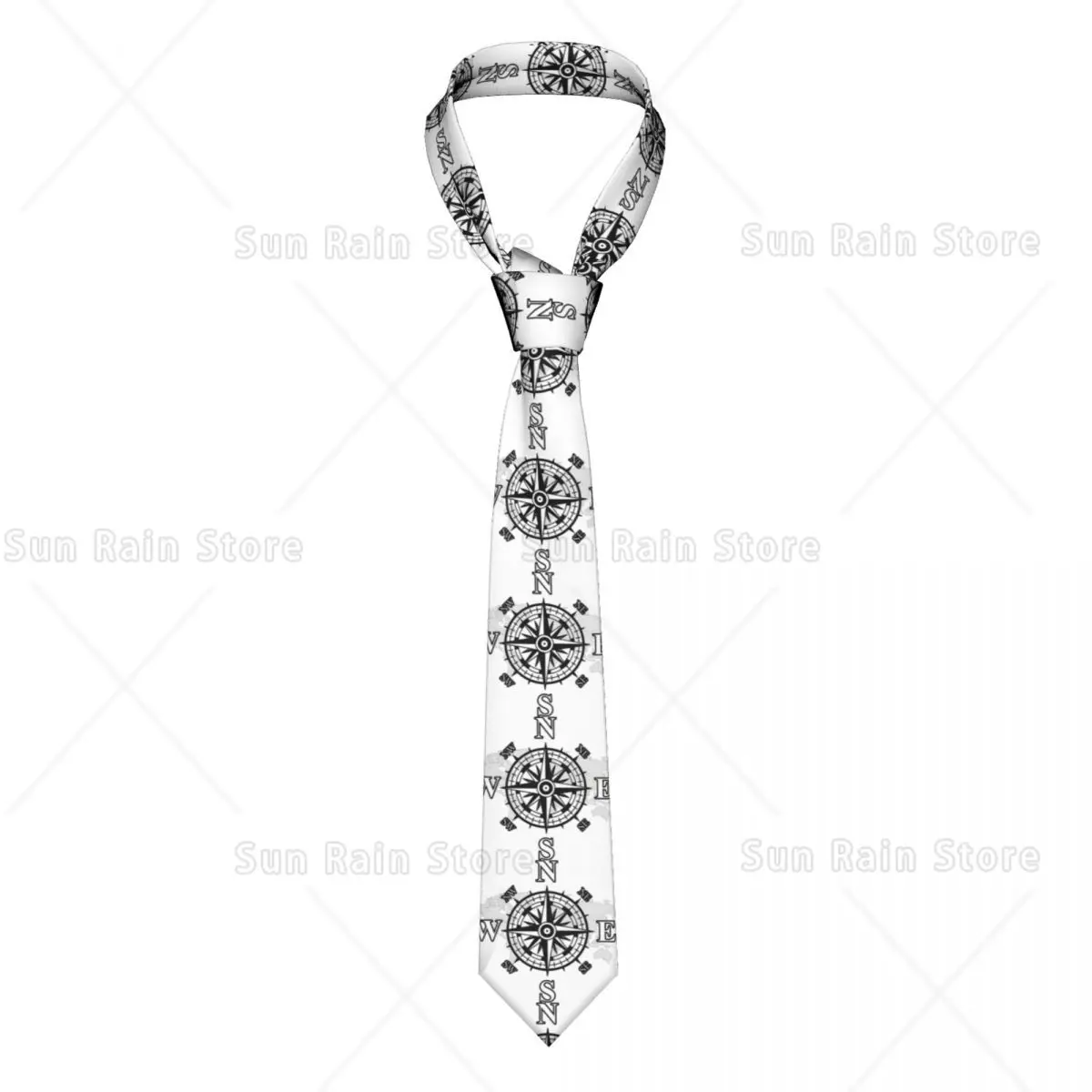 Classic Compass With World Map Neckties Men Customized Silk Cardinal Points Of Earth Business Ties