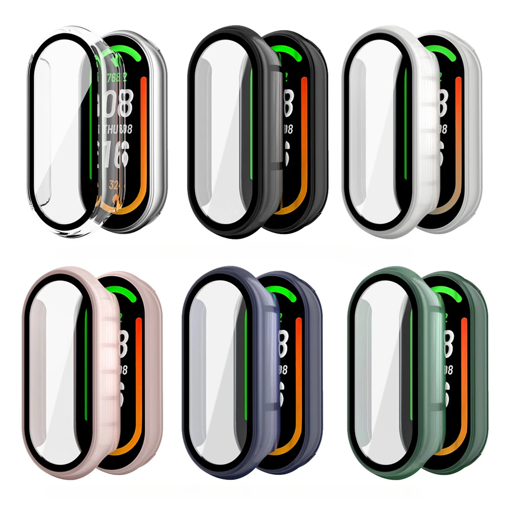 Funda de cristal + PC para Xiaomi Mi Band 9 y 8, cubierta de vidrio templado antiarañazos, Protector de pantalla para Mi Band 9, accesorios