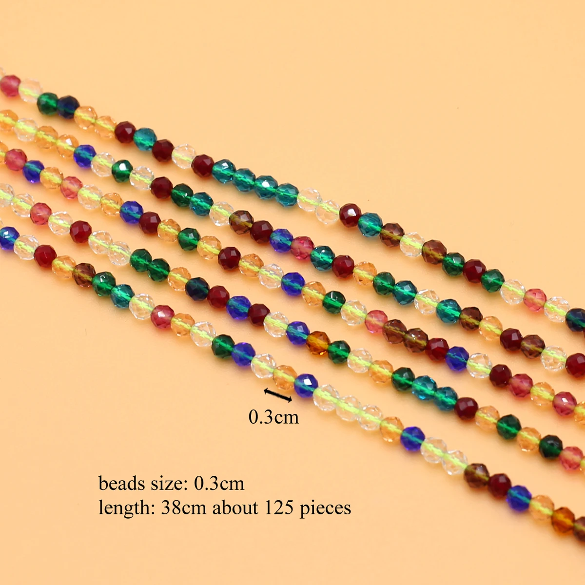 125 Pieces Spinel Beads Crystal Mixed Color Beads Loose DIY Jewelry Making Bracelet Necklace Accessories 3mm Length 38cm