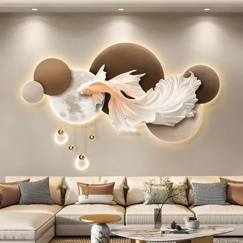 Creativity Metal Pendant Crystal Porcelain LED Painting Sofa Background Wall UV Printing Art Decor Painting