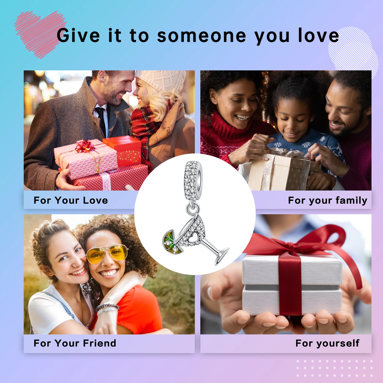 حلية قلادة من الفضة الإسترليني عيار 925 لصنع المجوهرات ، كوب فواكه ، يناسب سوار باندورا الأصلي ، عقد خرز ، اصنعها بنفسك