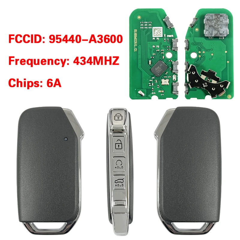 CN051249 Part Number 95440-A3600 For Kia Ray 2023 Smart Car Key Remote 4 Buttons 433MHz 6A Chip Keyless Go With Blade