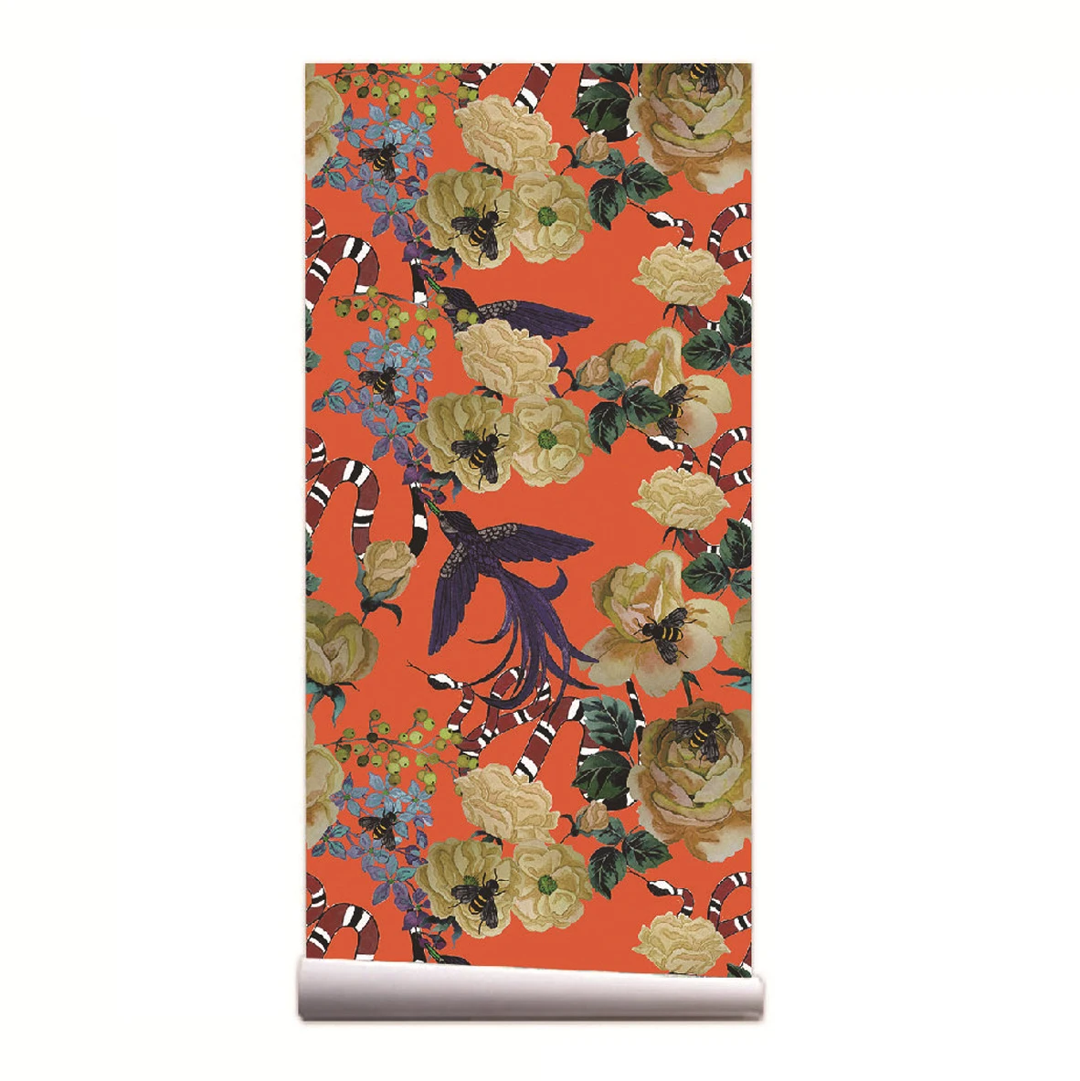 Colorful Animals Peel And Stick Wallpaper Tropical Vinyl Self Adhesive Floral Wall Paper Bird Snake Bee Waterproof Decor