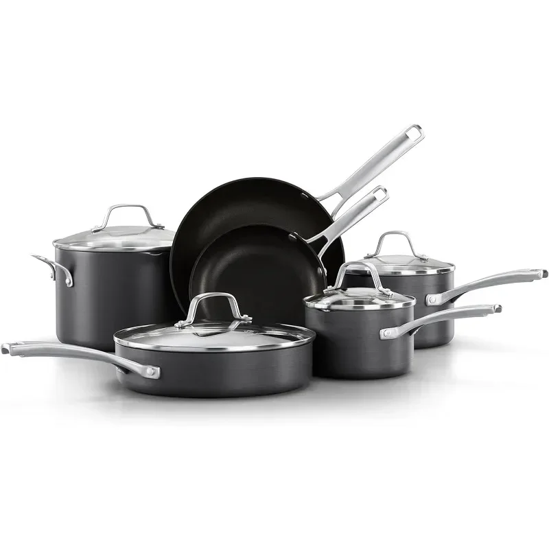 Calphalon Classic Hard-Anodized Nonstick Cookware, 10-Piece Pots and Pans Set