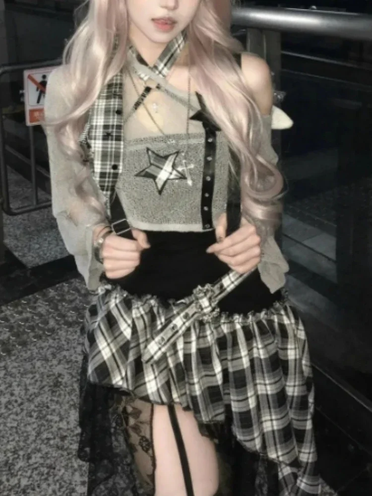 

Американская готическая панк-горячая девушка, нерегулярная блузка, облегающая талию, тонкий новый тренд, мода, комплекты из 2 комплектов для женщин, комплекты винтажных платьев