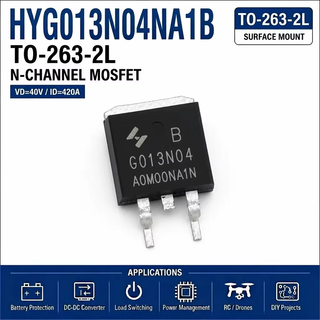 (10 pcs) HYG013N04NA1B TO-263-2L (Marking HYG013N04NA1B) - N-Channel MOSFET 40V 1.5mΩ