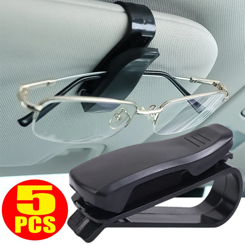 1-5PCS Universal Auto Sun Visor Glasses Car Accessories Box Sunglasses Clip Card Ticket Holder Stand Fastener Case Eyeglasses