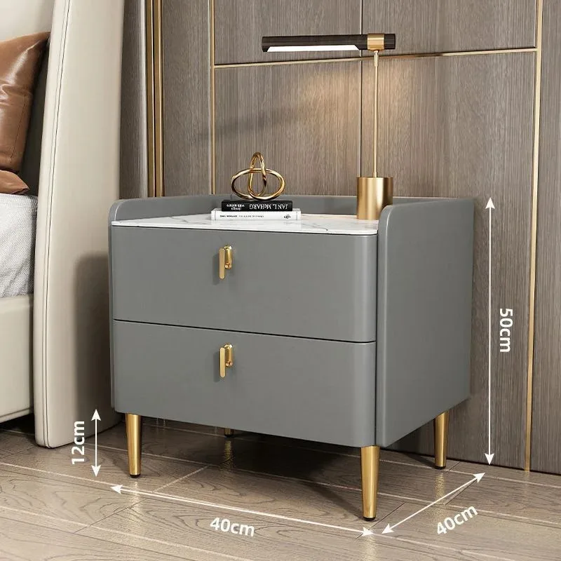 Luxury 2/3 Drawers Solid Wood Bedside Table Storage Dresser Cabinet Nightstands Slate Mini Night Stands for Bedroom Furniture