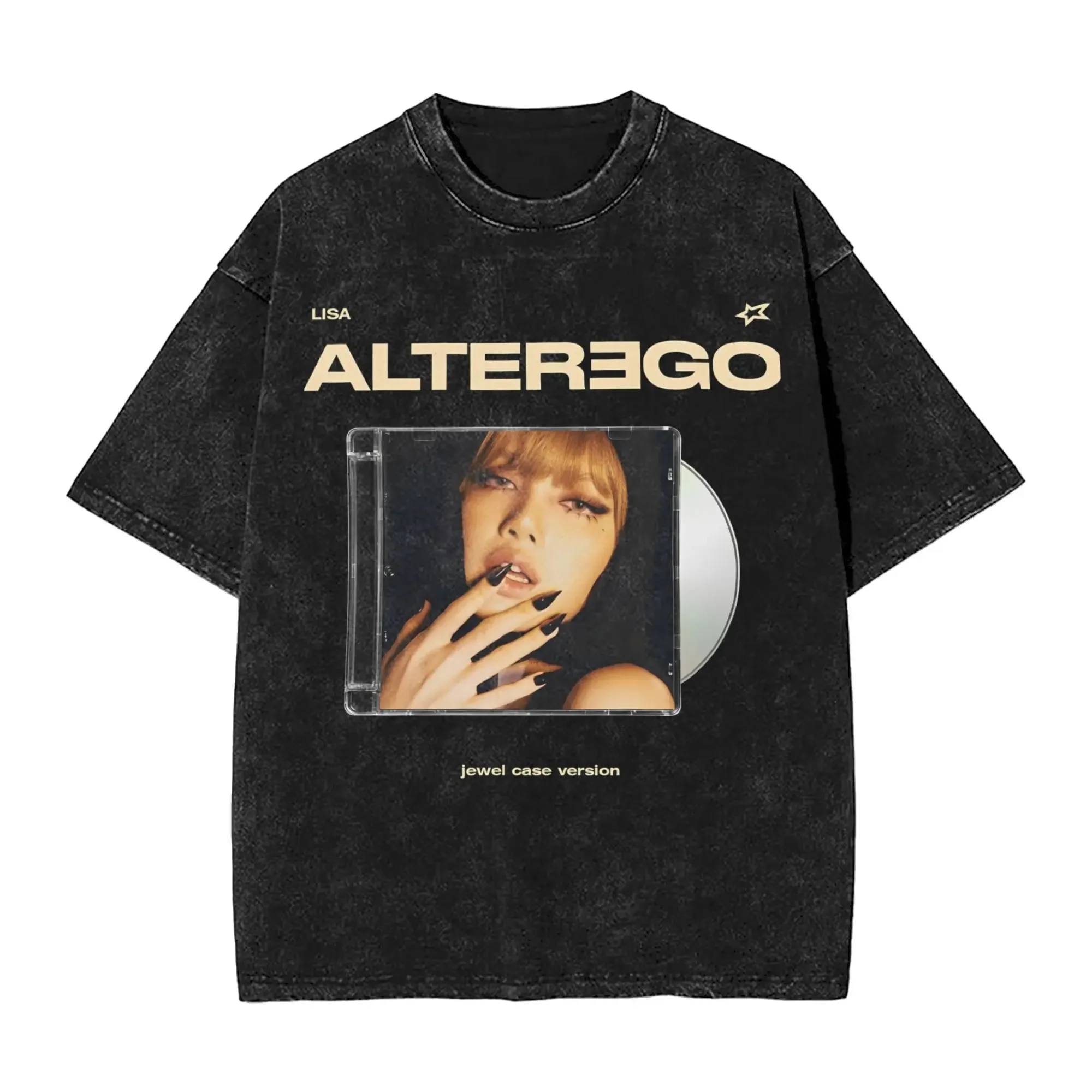 2025 جديد عصري النساء الرجال تغيير الأنا ليزا ألبوم جديد الجرافيك طباعة تي شيرت كبير الحجم غسلها تي شيرت الملابس الجولة الرقبة تي شيرت #3