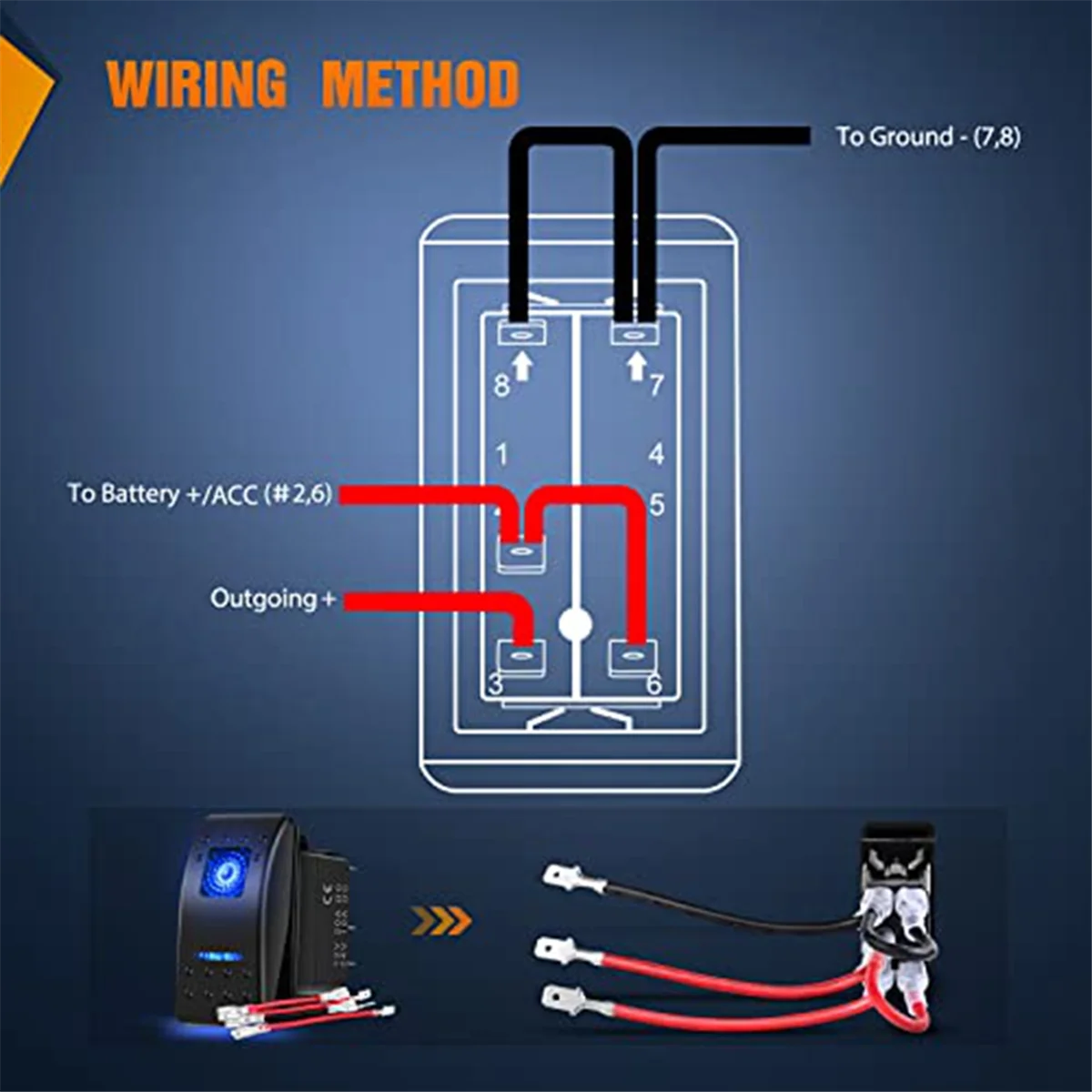 5-Pin SPST Rocker Switch, 20A/12V 10A/24V Toggle Switch, Yacht Switch 5P for Trucks, Boats, Cars and Motorcycles,6 PCS