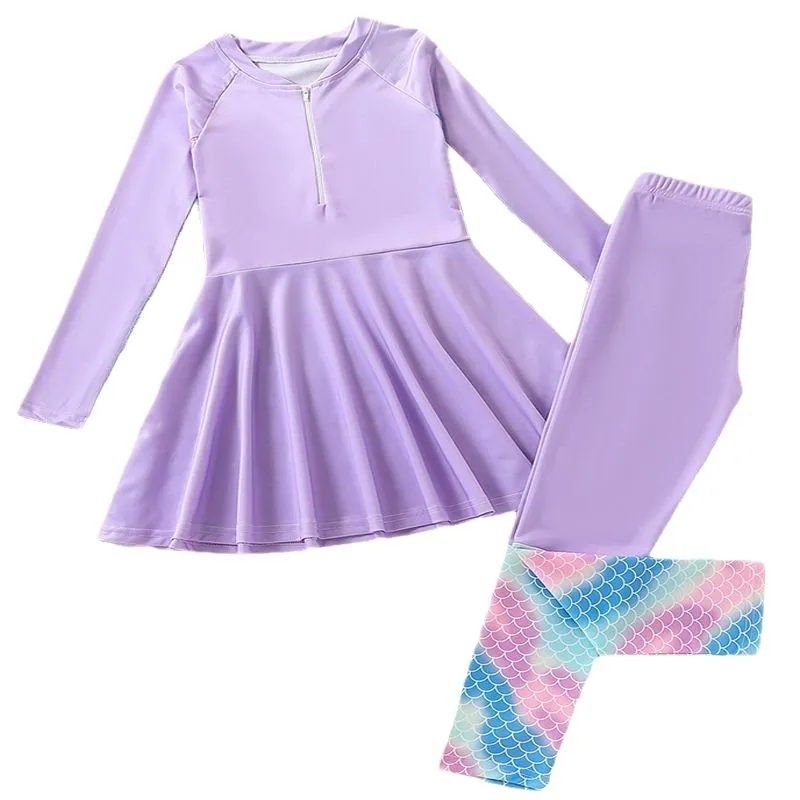 Children's Two-Piece Swimsuit, Rainbow Gradient Quick-Dry Swimwear, Summer Beach Swim Set