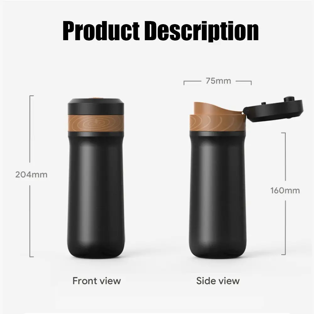 French Press Coffee Maker 2-Layer Filter Mesh Double Walled Stainless Steel Vacuum Insulated Coffee Tea for Travel Office