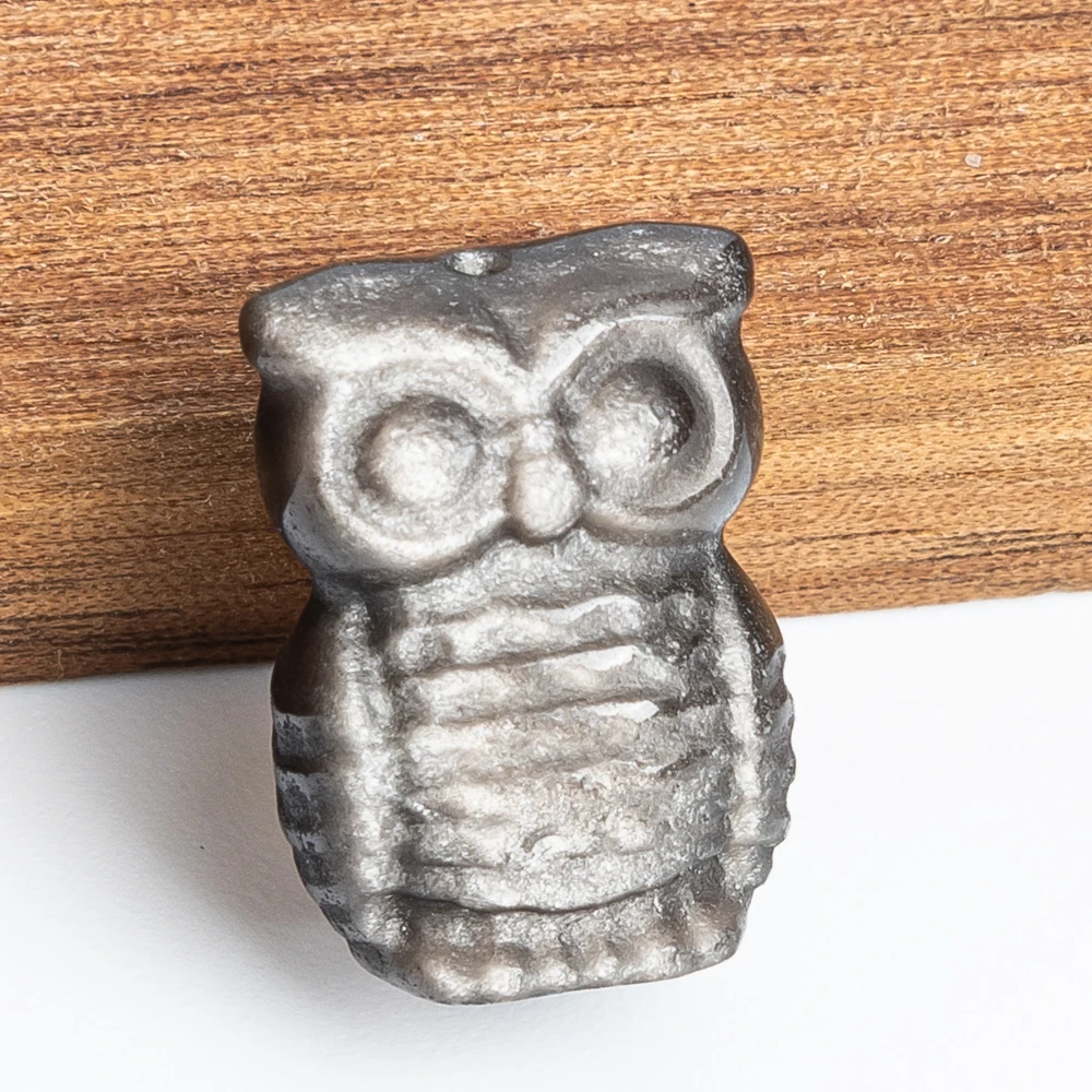 5Pcs Silver Obsidian Wise Owl Pendant 18x13x10MM Silver Black Symbol of Wisdom Charms for Spiritual DIY Jewelry Making view 3