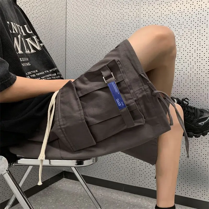 

Японский ретро рабочий костюм с большим карманом, мужские летние модные брендовые универсальные повседневные шорты