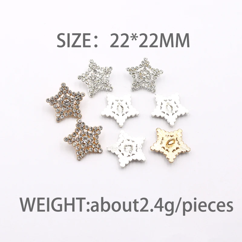 Popular 50PCS 22 * 22MM Water Diamond Pentagonal Star Buckle For Clothing Buttons, Children's Hair Accessories, Bows, Bag Decora