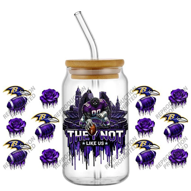 Hotsale Popular Football Cool Team Mascots 16oz UV DTF 3D Transfer Sticker Decals Wraps Glass Can Cups Creative Craft DIY
