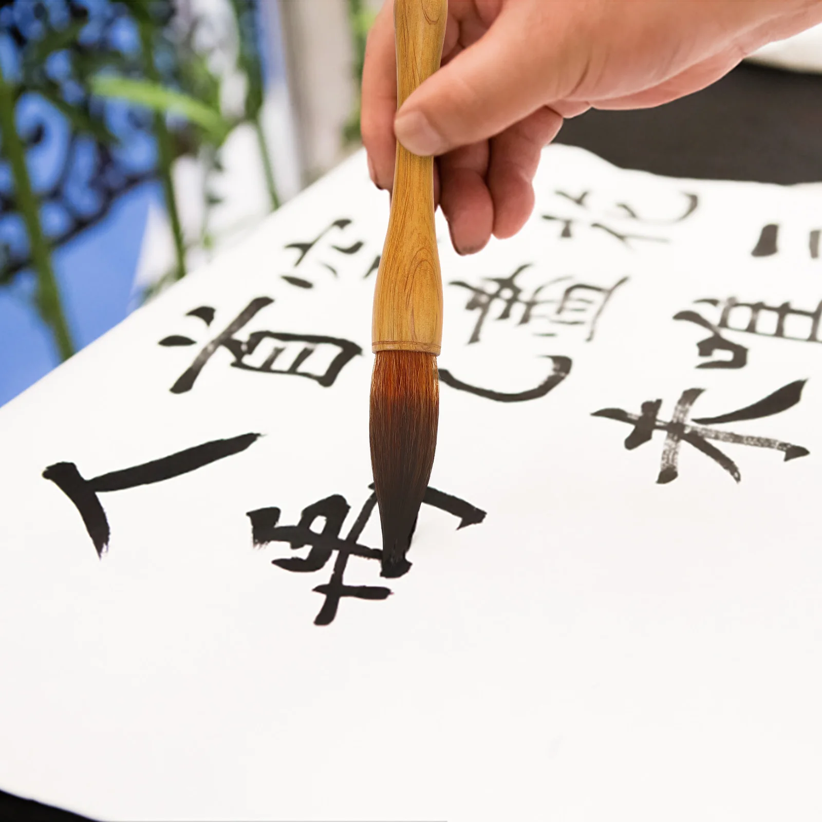 

Solid Wood Pole Pen Chinese Brush Calligraphy Large Lettering Elderly and Painting Tools Professional Portable