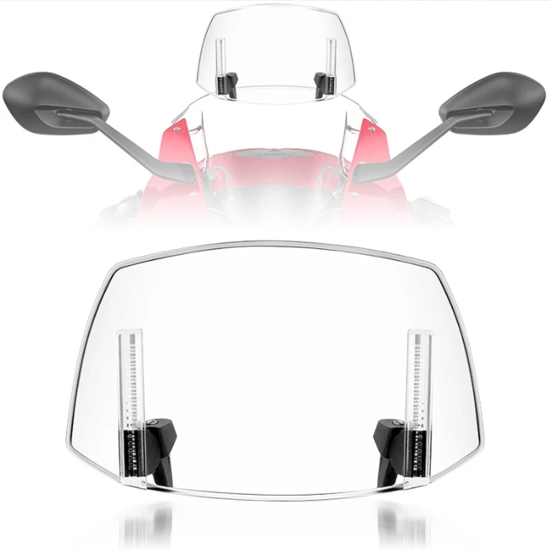 Universal Motorcycle Modified Windshield Extension Adjustable Spoiler Clamp-On Windscreen Deflector Yamaha Honda Kawasaki Suzuki