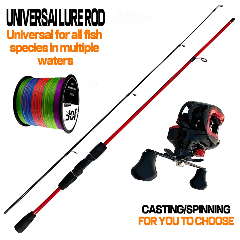 Ultralight Lure Fishing Rod 1.68-1.8m Set 2 Section Jigging Pole 18+1BB Baitcasting Reel with Line Full Kit for All Waters Pesca