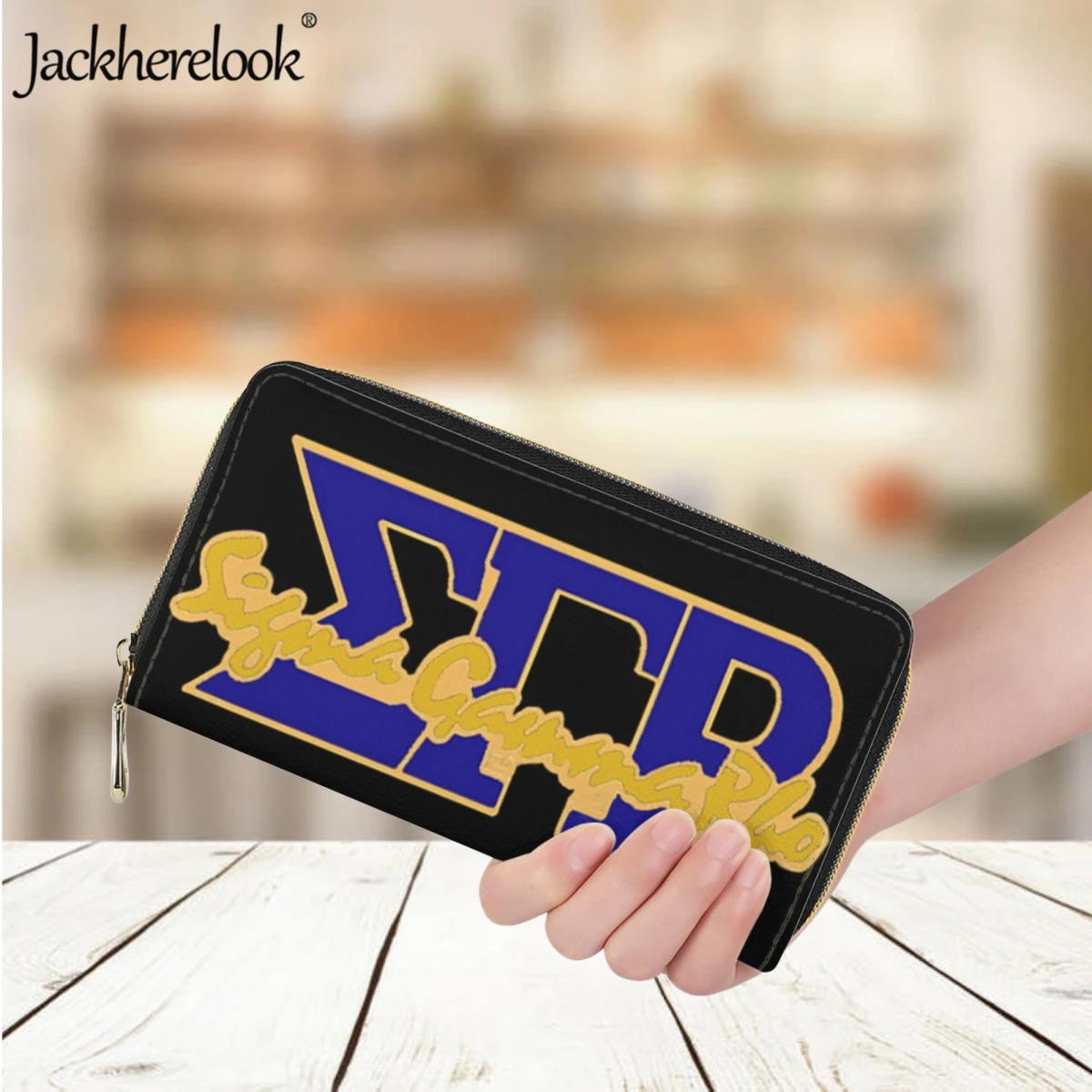 Jackherelook Fashion Hot Women's Leather Wallet Sigma Gamma Rho Sorority 1922 Design Bank Card Holder Purse for Ladies Money Bag