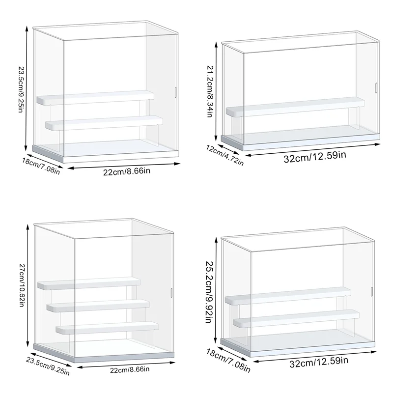 

Clear Display Case with Steps Countertop Box Organizer Stand Dustproof Protection Showcase for Action Figures/Toy/Collectibles