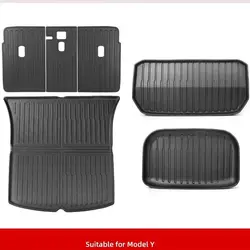for 2021 - 2024 Tesla Model Y Rear Trunk Seat Backrest Cushion Anti-Kick Mat Car Accessories TPE Trunk Protection Pad