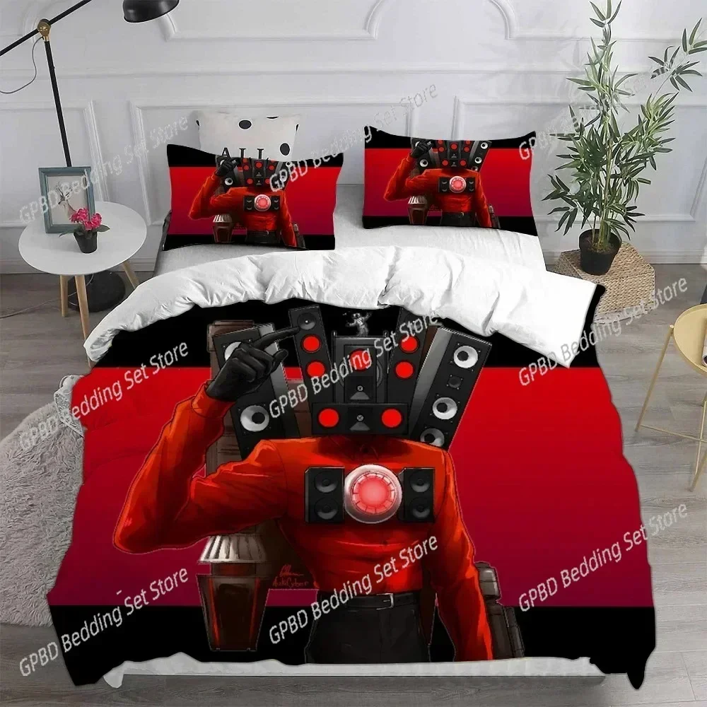Game Skibidi Toilet Arale 3D Bedding Set Duvet Cover Pillowcases Single Twin Full Queen King Size Home Decor Quilt Boys Gift Qui