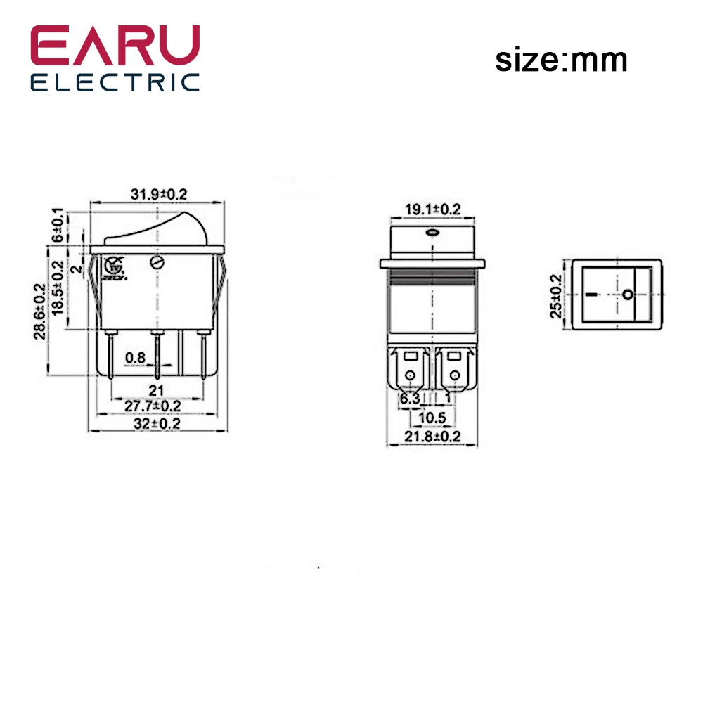 Joli à bascule marche-arrêt KCD4, équipement électrique, capuchon d\'interrupteur d\'alimentation léger, 2 positions, 4 broches, 6 broches, 16A, 250