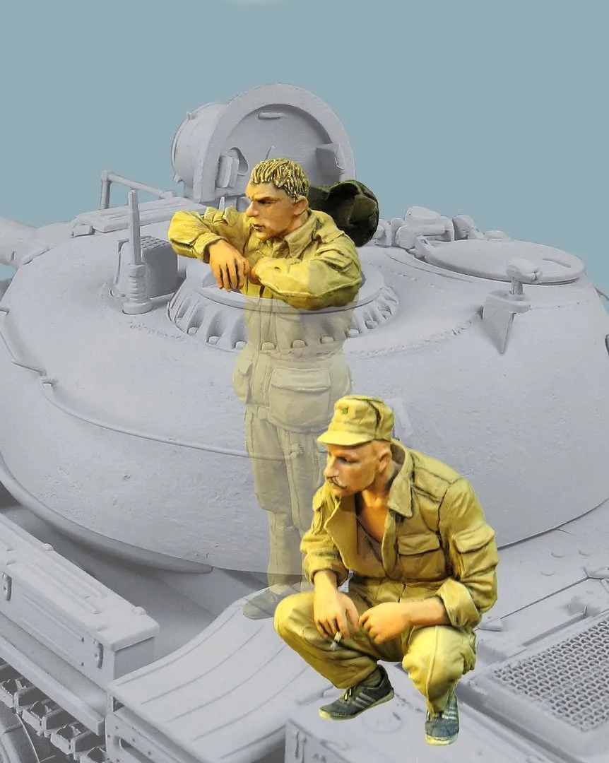 1/35 Die Cast Resin Drawing Model Assembly Kit Modern Soviet Tank Crew Group Of 2 Unpainted Free Shipping