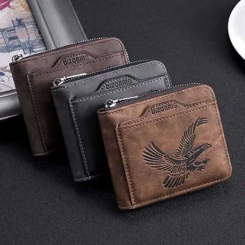 Short Men's Wallet Thin Fashion Casual Zipper Soft Wallet Multi-card Large Capacity Small Wallet