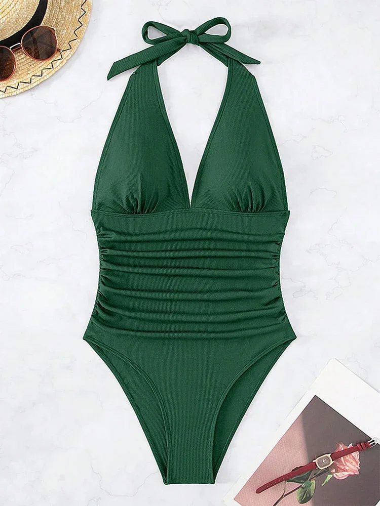 Bikini Sexy de una pieza con realce para mujer, traje de baño para vacaciones, traje de baño para playa, ropa de playa multicolor para mujer, nuevo