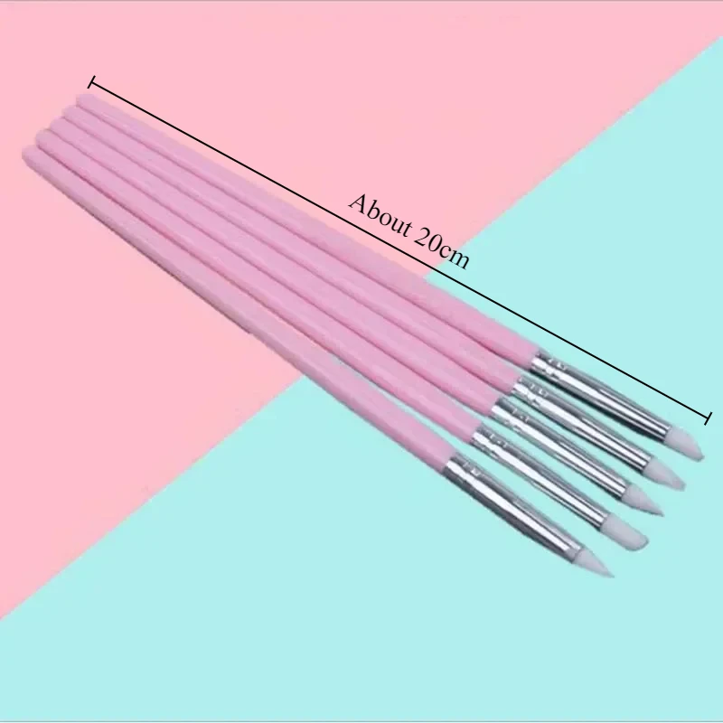 5Pcs/set Leftover Liquid Silicone Pen Nail Art Carving Hollow Soft Head Pen Pottery Clay Tool