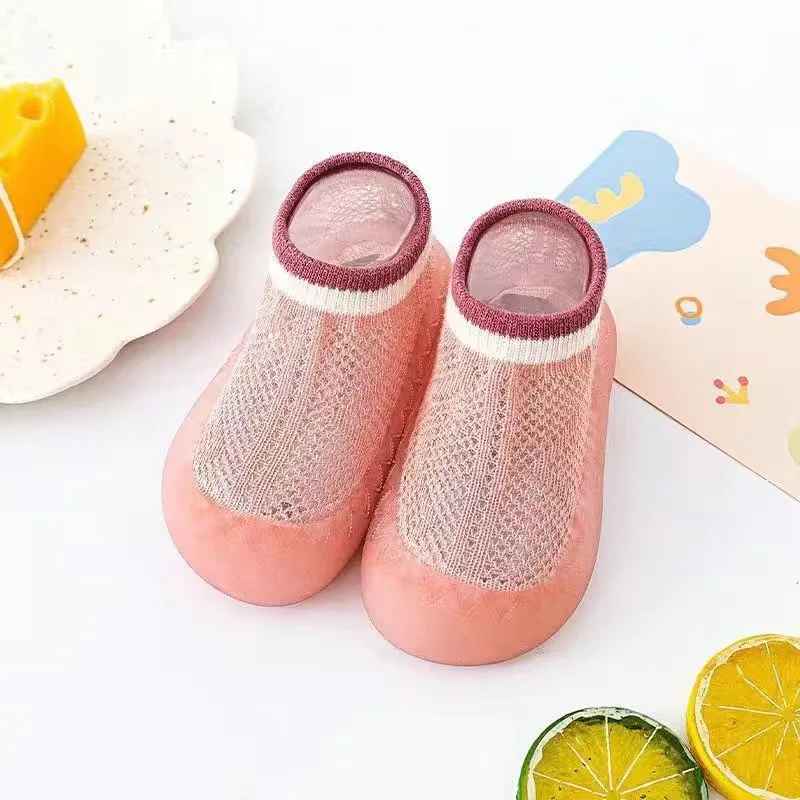 حذاء مشي قطني ممشط للأطفال ، مضاد للانزلاق ، جيد التهوية ، نعل ناعم ، جوارب أرضية للأطفال بواجهة شبكية ، صيف ، جديد ،