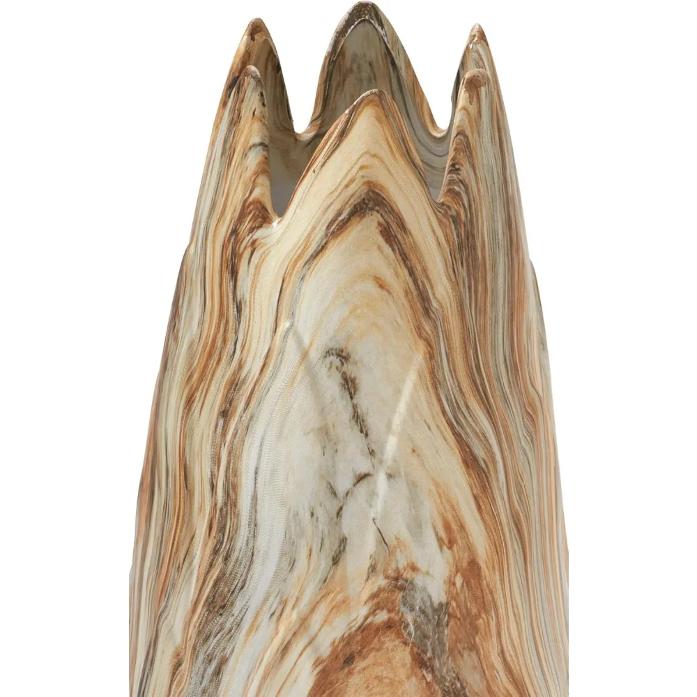 Современная керамическая ваза с мраморным центральным элементом и ржавчивыми акцентами, ваза для цветов с угловыми краями для домашнего декора 7x7x21 бежевый