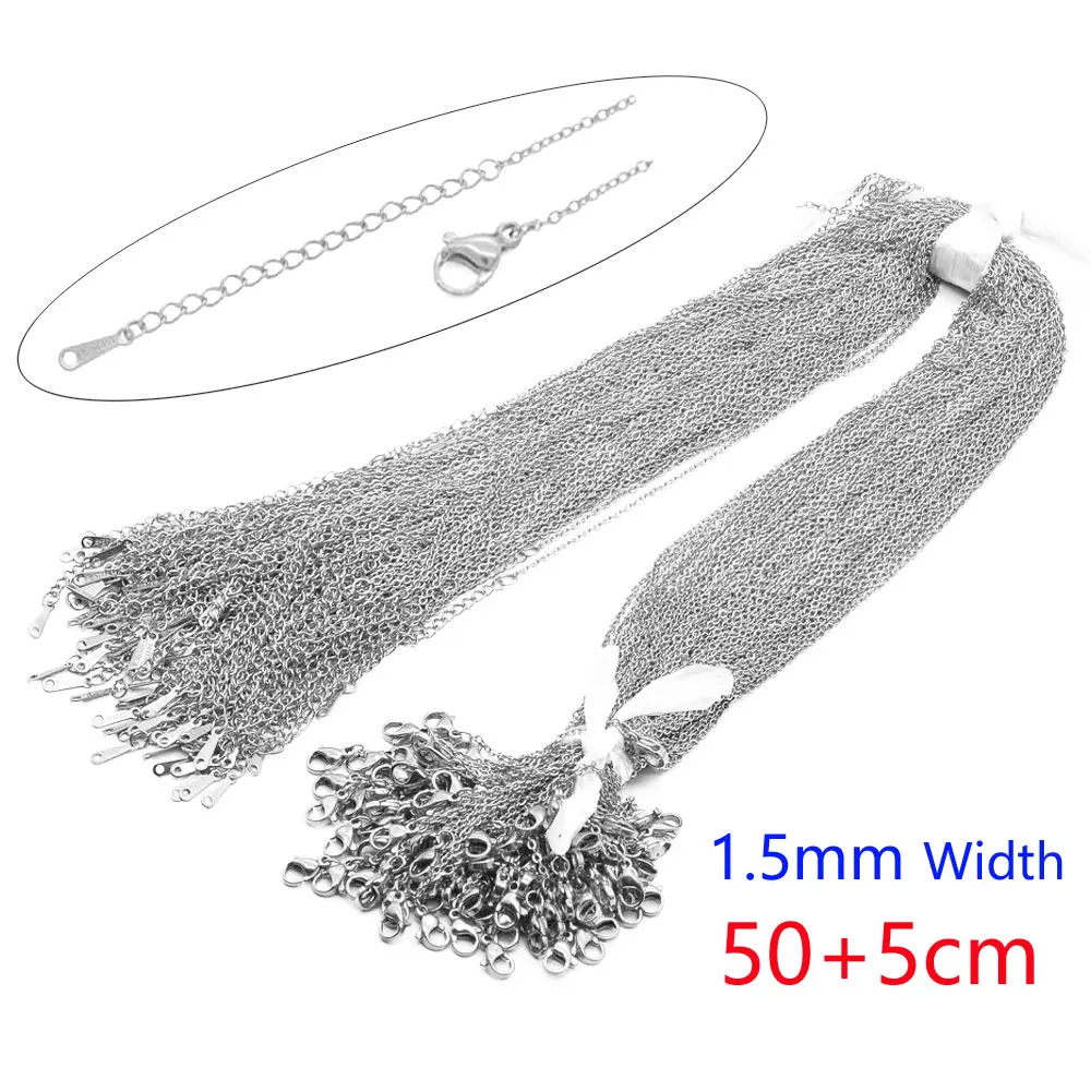 LAVIXMIA 100 teile/los Groß Großhandel 304 Edelstahl Kabel Link Rolo Kette Halskette für DIY Schmuck Machen Silber Farbe 45-50 cm Frauen 5