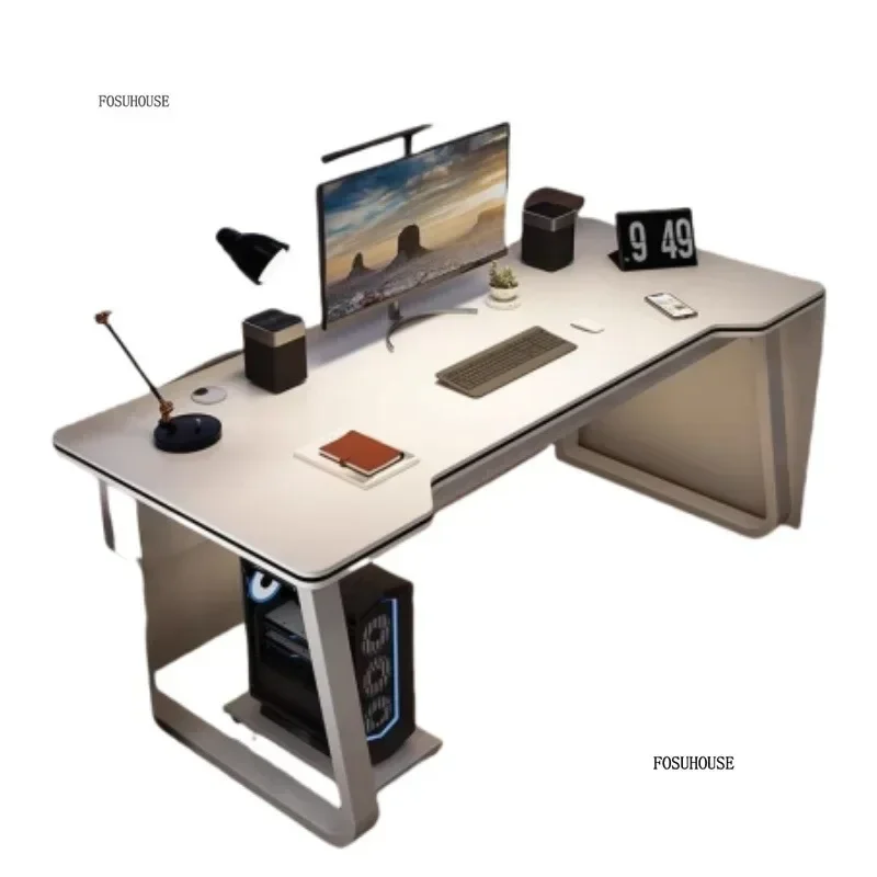 Minimally Design Double Desktop Computer Desk Bedroom Office Work Desk Home Modern Simple E-Sports Gaming Desk for Internet Bar