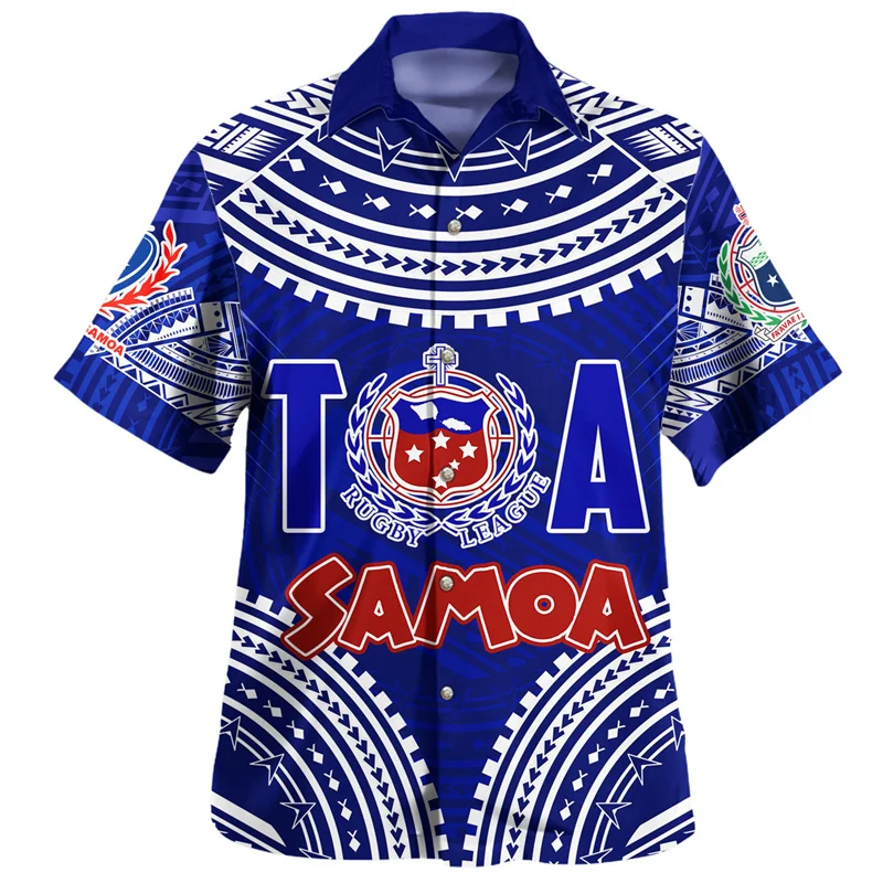 

New Summer 3D American Samoa National Flag Printing Shirts For Men Samoa Coat Of Arm Graphic Short Sleeves Clothing Harajuku Top