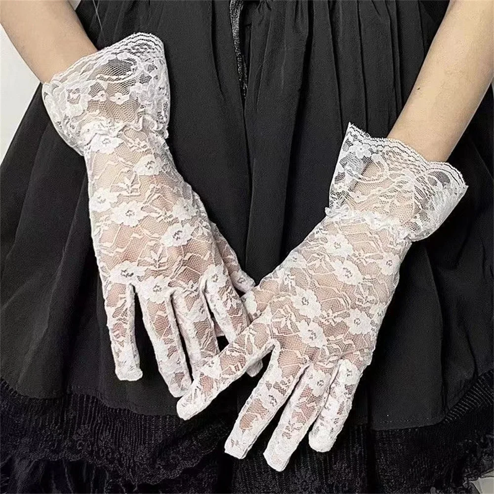 Gants fins en dentelle transparente pour femmes, Sexy, fleur, spectacles sur scène, Halloween, Cosplay, fête de mariage, robe de princesse, accessoires