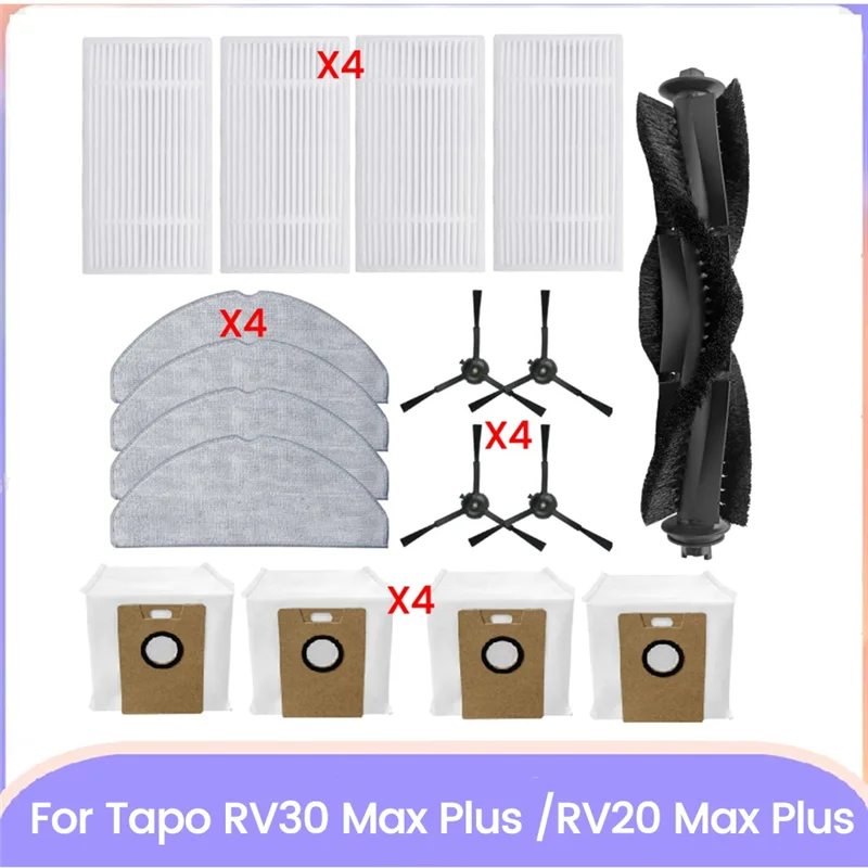 

ABVJ-17PCS для Tapo RV30 Max/RV30 Max Plus/RV20 Max/RV20 Max Plus, детали пылесоса, основные боковые щетки, фильтры, тканевые мешки для пыли