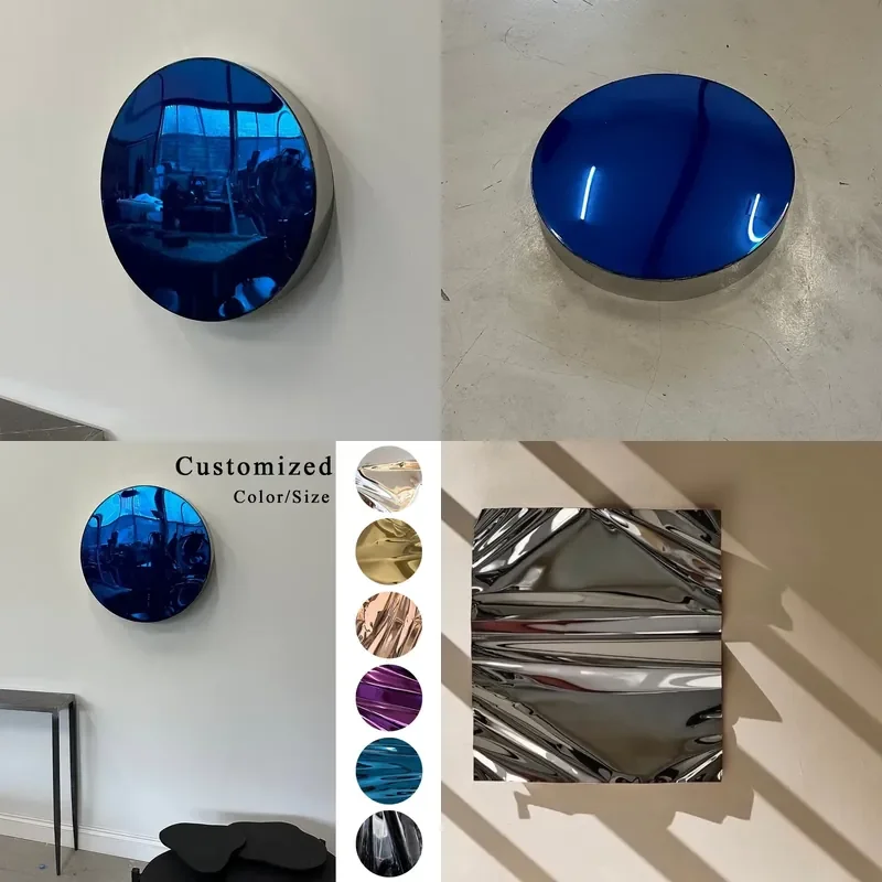 Modern Round Mirrored Stainless Steel Metal Wall Hanging Art Custom Handmade Metal Wall Sculpture Arts Artwork