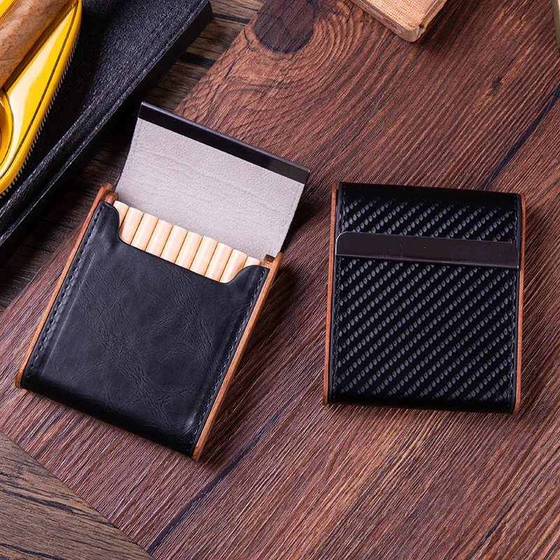 Box For Cigarettes Medium Size Φ 6.5 Creative Redwood Pu Portable Cigarette Case For Men Women 20 Pack Anti Pressure