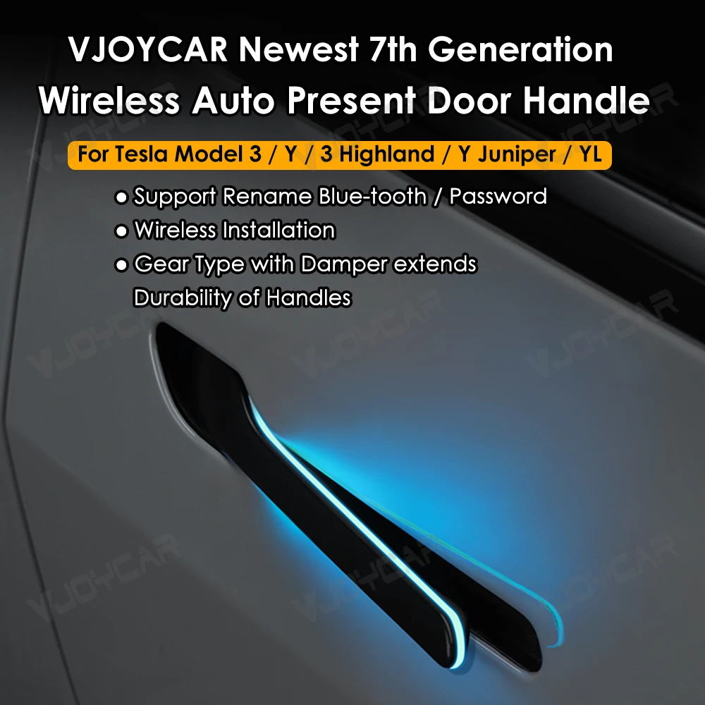 VJOYCAR Neueste 7. Generation Kabellose Auto-Türgriffe für Tesla Model Y 3 Y YL Juniper 3 Highland Auto mit Begrüßungsmodus – Detail 1