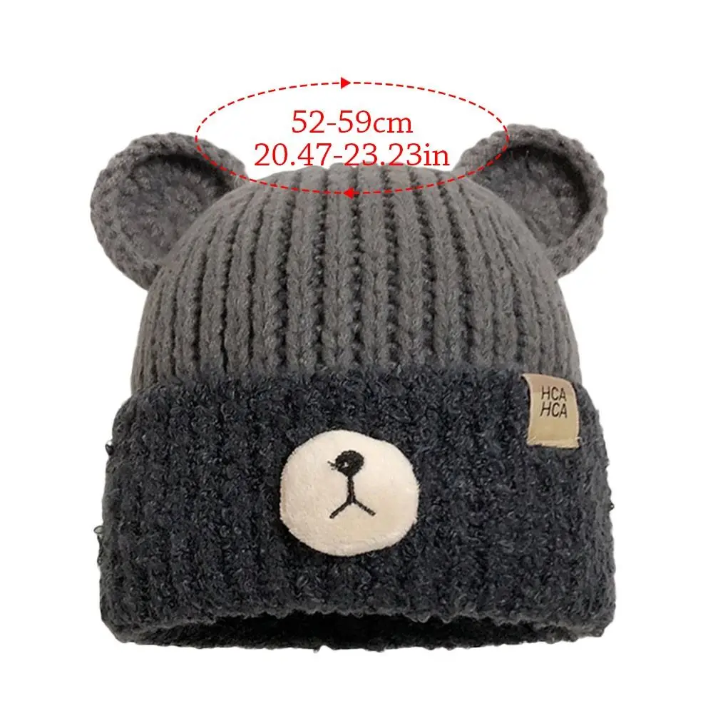 Mode Winter Warme Gebreide Muts Zachte Beer Oren Beanie Hoed Casual Y2K Vrijetijdsmuts voor Dames