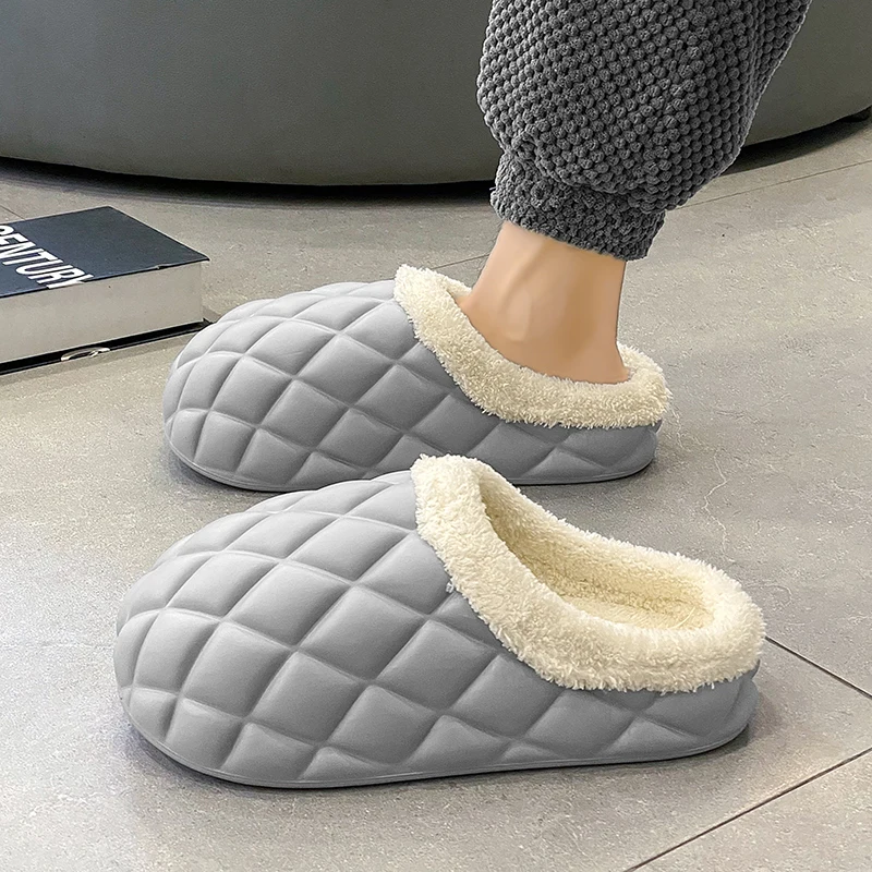 زوج Xinluo من الأحذية القطنية الشتوية للرجال، شباشب قطنية دافئة جديدة مقاومة للانزلاق ومقاومة للاهتراء