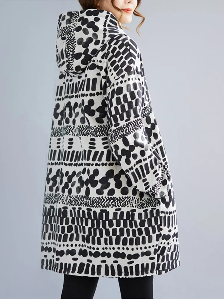 Surdimensionné automne hiver à capuche en peluche sweat femmes imprimé fleuri mode lâche dames sweats décontracté femme sweat