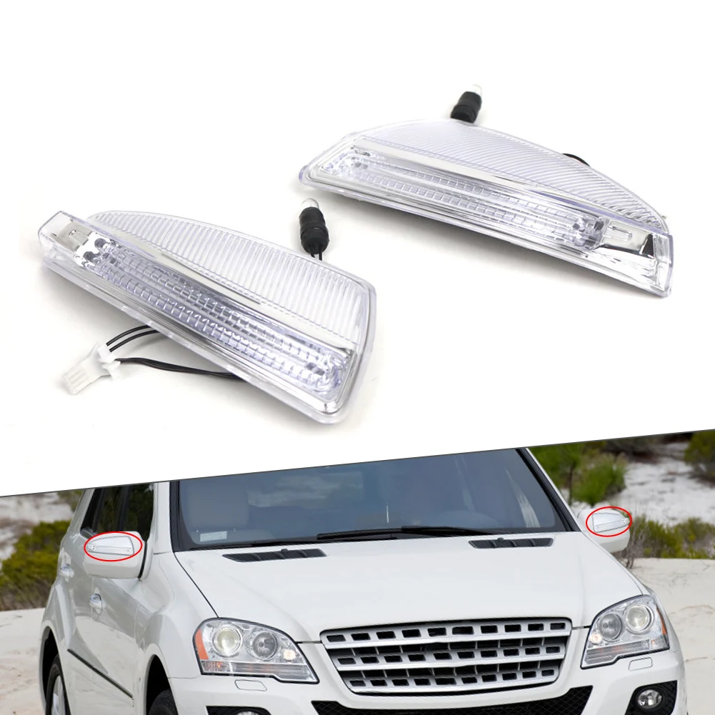 2 PCS Clear Car Door Side Mirror Turn Signal Light Indicator 1649061300 For Mercedes Benz GL M Class X164 W164 with puddle light