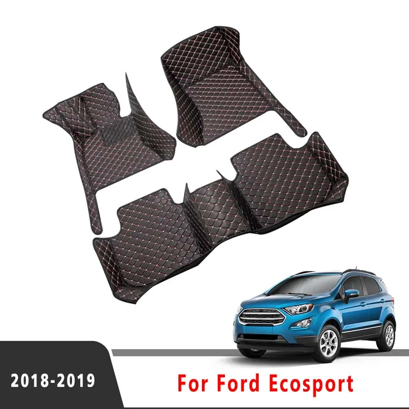 

LHD Car Floor Mats For Ford Ecosport 2019 2018 Auto Leather Carpets Interior Accessories Custom Waterproof Leather Decoration