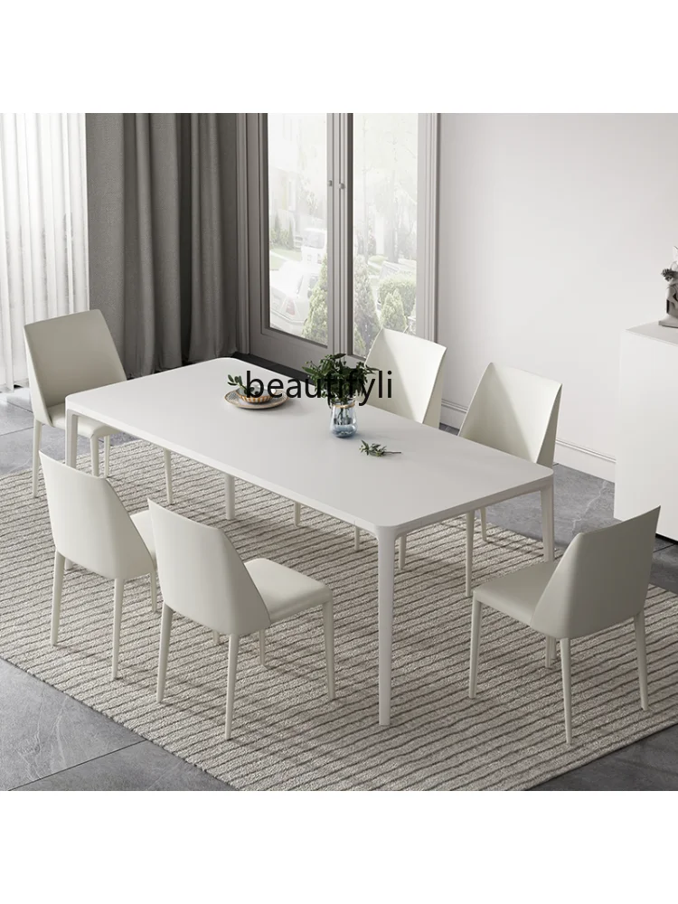 Stone Plate Dining Tables and Chairs Set Modern Minimalist Nordic Minimalism Household Light Luxury Rectangular Dining Table